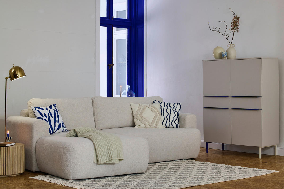 ECKSOFA Perlmutt Bouclé Rückenkissen, Rücken echt  - Perlmutt/Schwarz, KONVENTIONELL, Kunststoff/Textil (170/257cm) - Tom Tailor