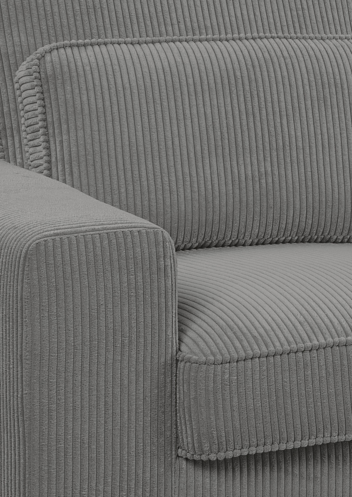 ECKSOFA BOLIVIA in Cord Grau  276/183 cm  - Beige/Schwarz, Basics, Holzwerkstoff/Textil (276/183cm) - MID.YOU