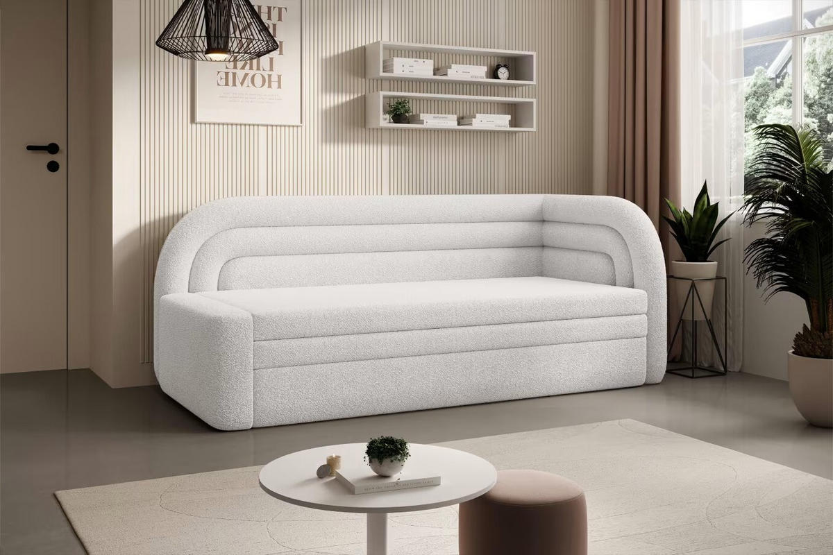 RÉCAMIERE Samt Weiss  - Weiss/Schwarz, Design, Kunststoff/Textil (223/80/86cm) - MID.YOU