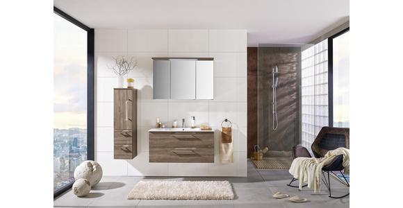 BADEZIMMER 101 cm - Trüffeleichefarben/Weiß, Design, Glas/Keramik (101cm) - Novel