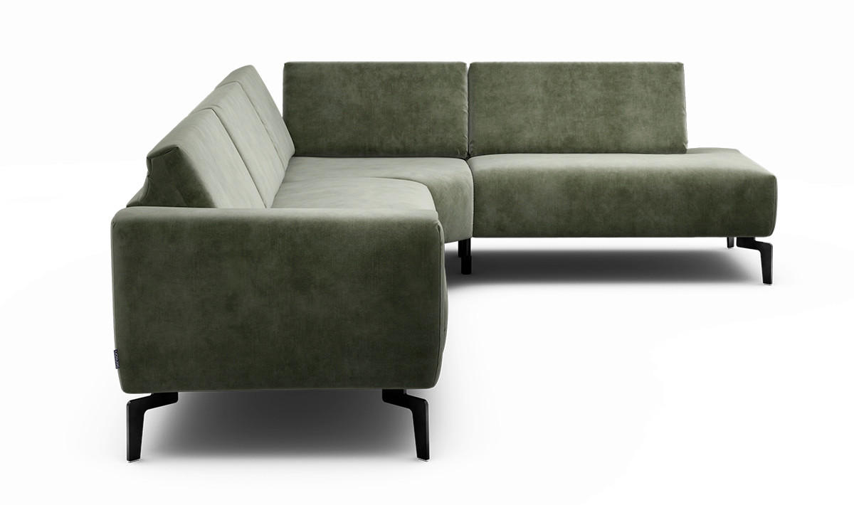 ECKSOFA Cosy in Samt Waldgrün  296/213 cm  - Waldgrün/Schwarz, Design, Textil/Metall (296/213cm) - SENSOO
