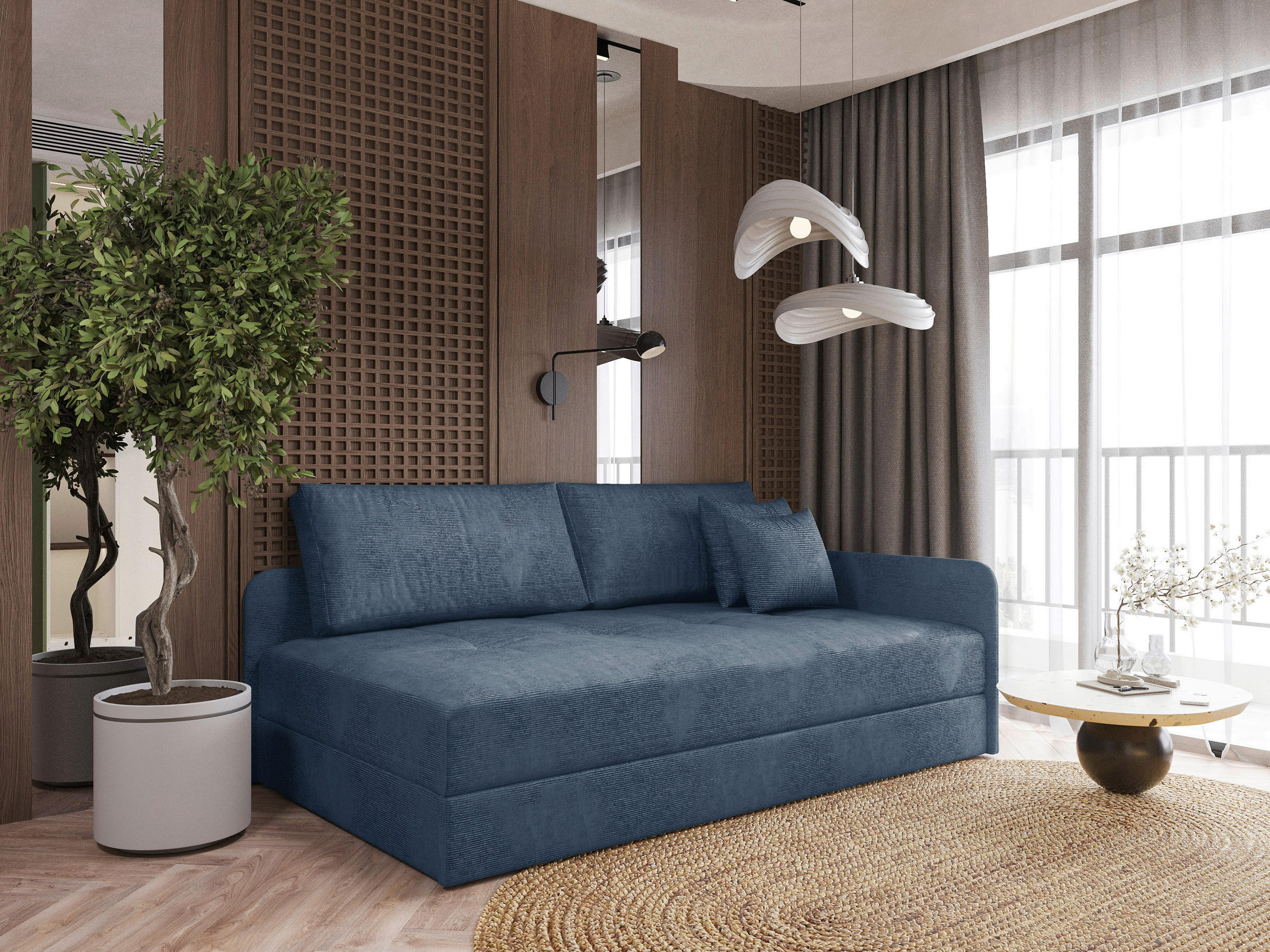 LIEGE in Velours Blau  - Blau/Schwarz, KONVENTIONELL, Kunststoff/Textil (205/80/95cm) - Xora