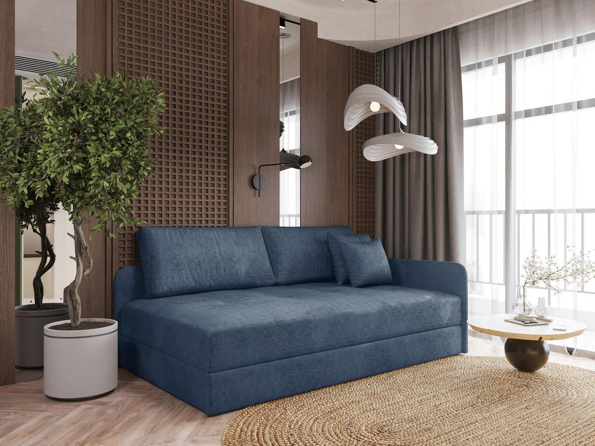 LIEGE in Velours Blau  - Blau/Schwarz, Konventionell, Kunststoff/Textil (205/80/95cm) - Xora