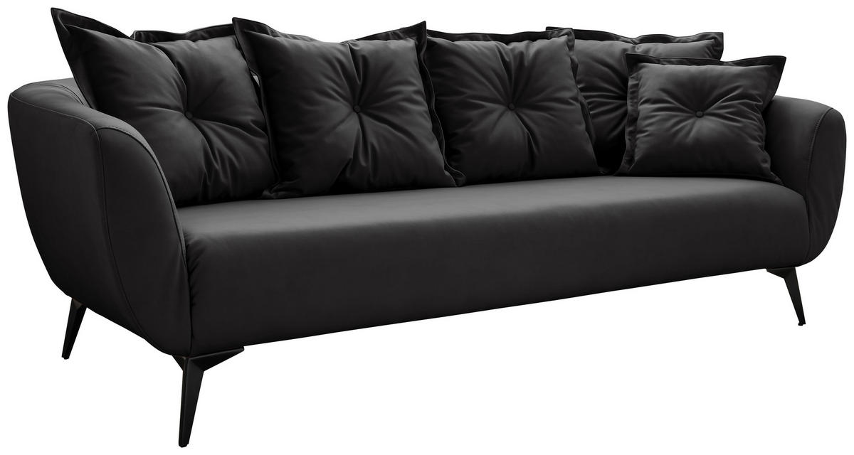 3-SITZER-SOFA in Lederlook Schwarz  - Schwarz, Modern, Textil/Metall (236/94/103cm) - Livetastic