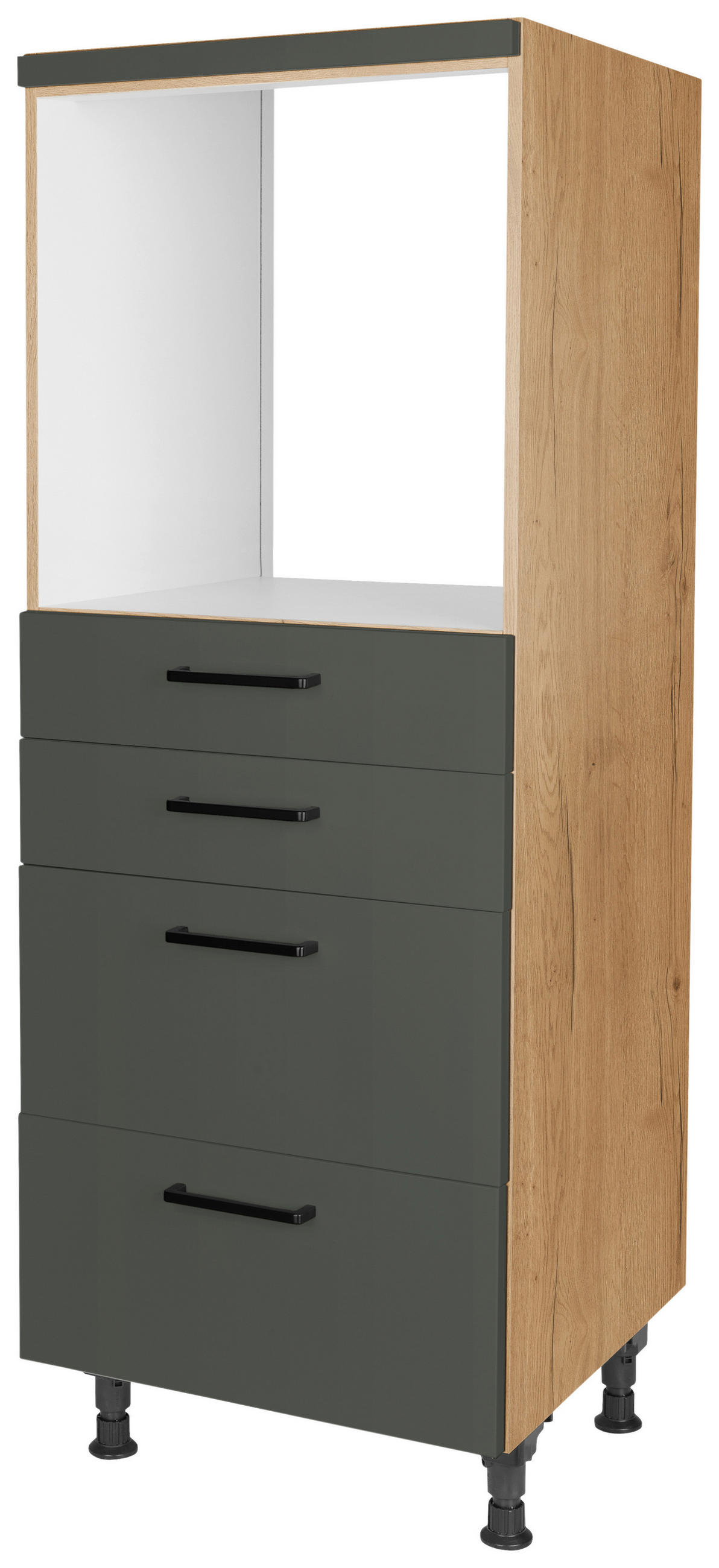 GERÄTEUMBAUSCHRANK 60/168/58 cm  in Grün, Eichefarben  - Eichefarben/Schwarz, MODERN, Holzwerkstoff/Metall (60/168/58cm) - Nobilia