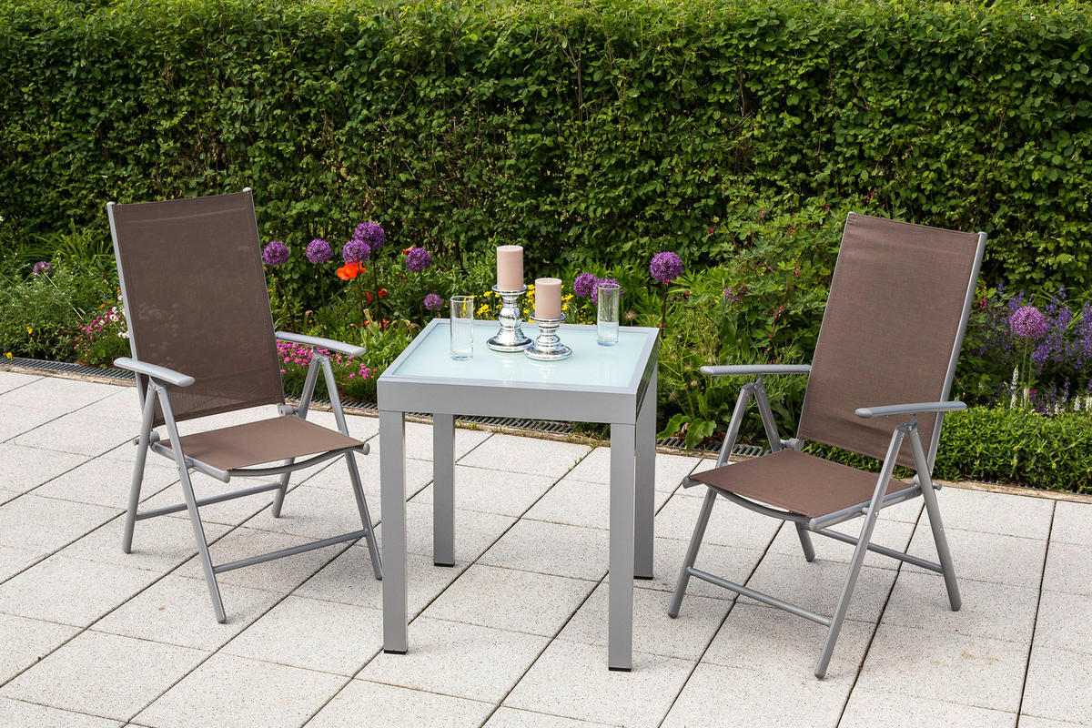 GARTENSET Aluminium  - Taupe/Silberfarben, MODERN, Textil/Metall - Gardenson