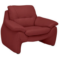 SESSEL in Echtleder Rot  - Silberfarben/Rot, KONVENTIONELL, Leder/Metall (110/91/86cm) - Celina Home