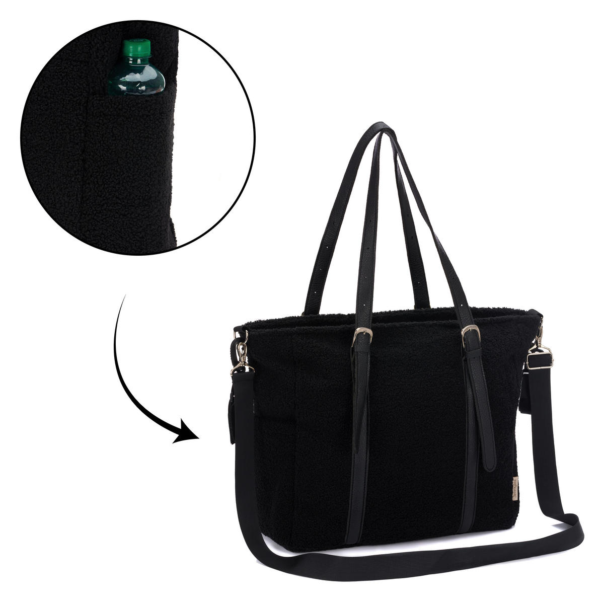 WICKELTASCHE  - Schwarz, Basics, Kunststoff (39/15/36cm) - Jimmylee