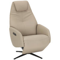 RELAXSESSEL Lederlook Echtleder    - Beige/Schwarz, KONVENTIONELL, Leder/Textil (73/112/86cm) - Livetastic