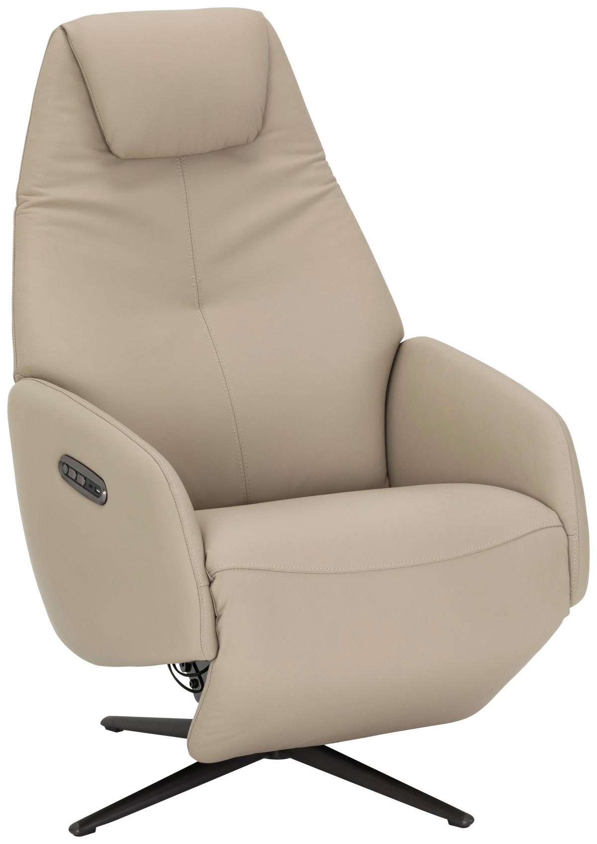 RELAXSESSEL Lederlook Echtleder    - Beige/Schwarz, KONVENTIONELL, Leder/Textil (73/112/86cm) - Livetastic