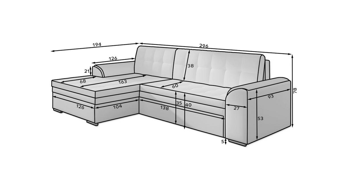 ECKSOFA in Webstoff Grau, Schwarz  194/296 cm  - Chromfarben/Schwarz, Design, Kunststoff/Textil (194/296cm) - MID.YOU