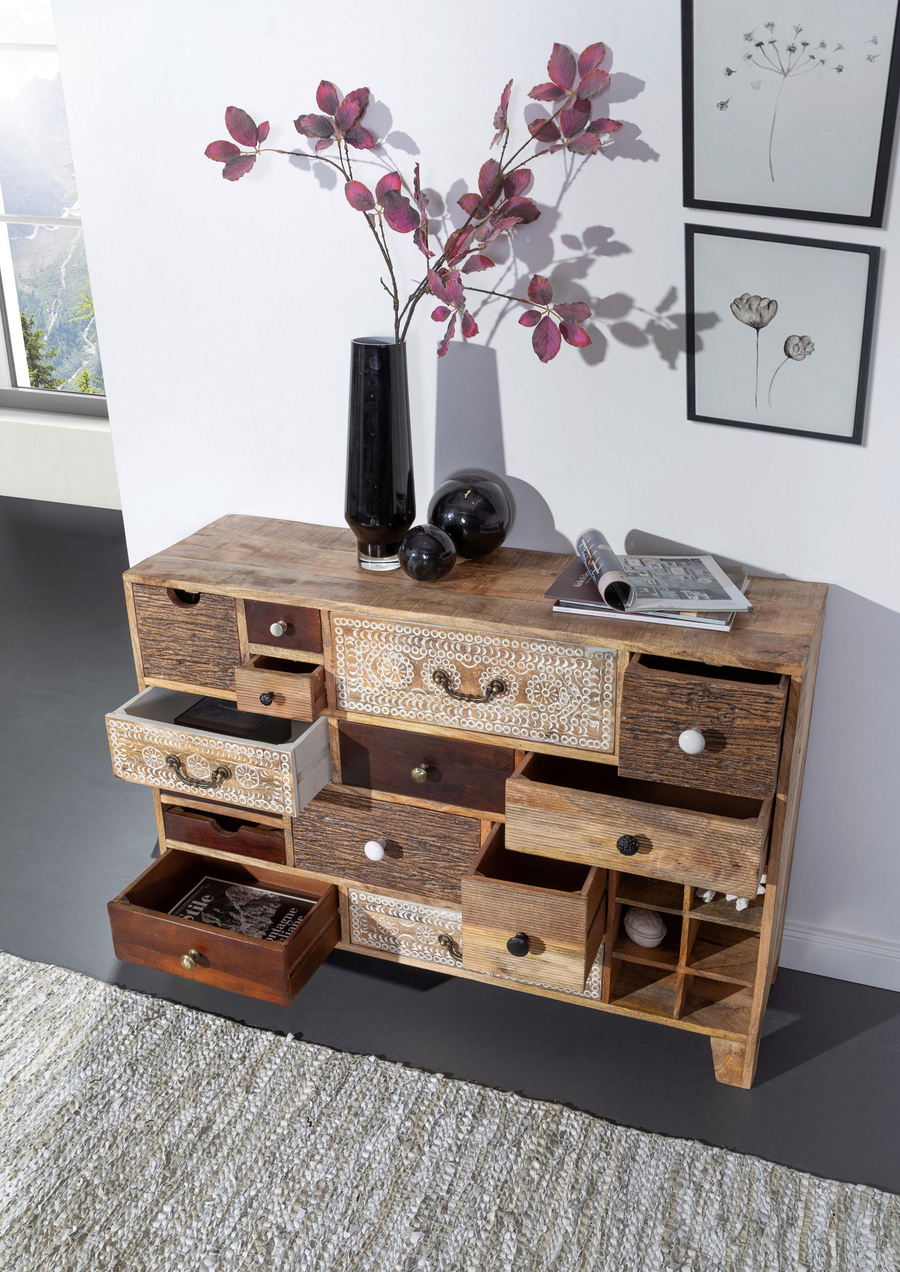 SIDEBOARD in 114/80/39 cm - Dunkelbraun/Messingfarben, Design, Holz/Metall (114/80/39cm) - Landscape
