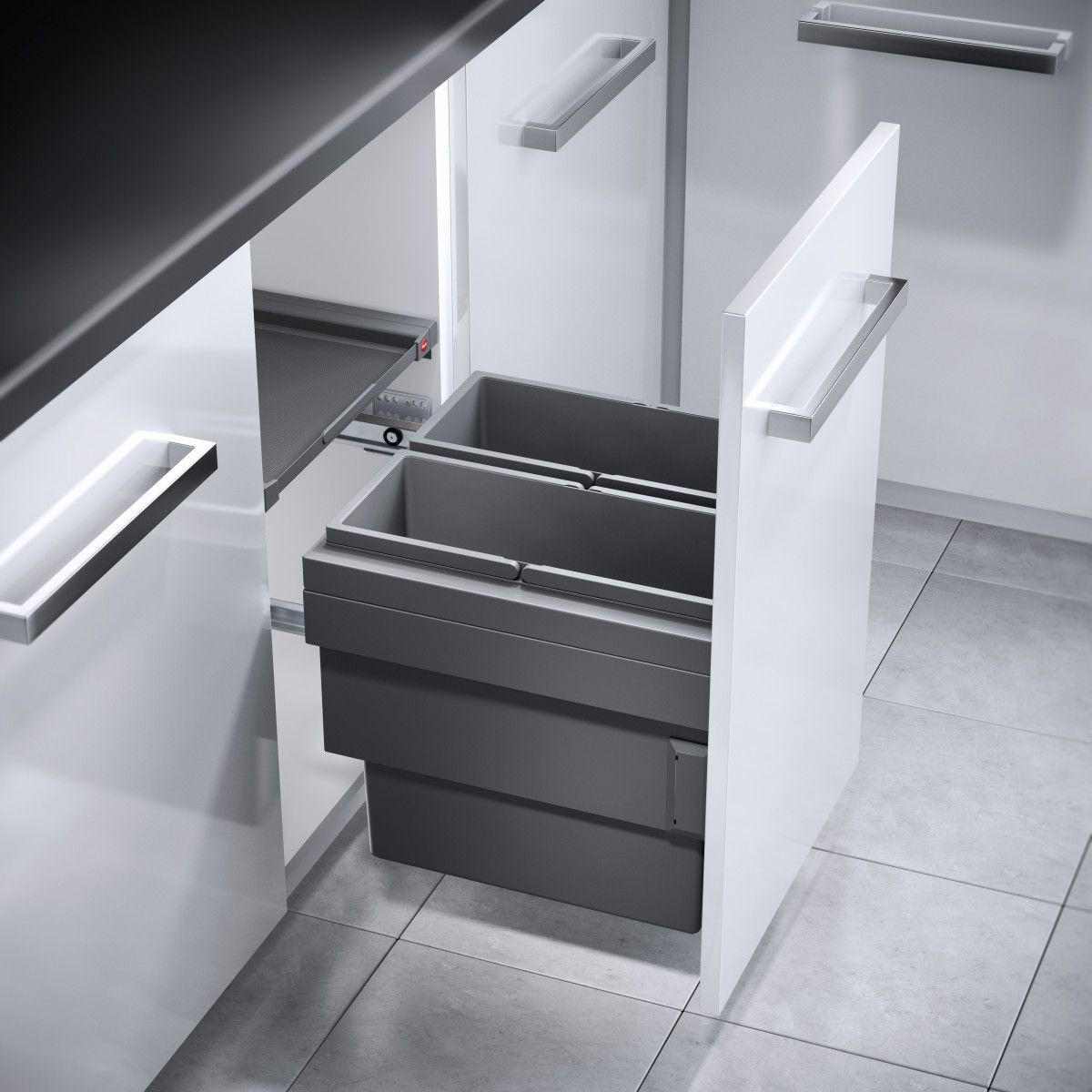 EINBAUABFALLSAMMLER 2 x 18 l  Kunststoff  - Dunkelgrau, Basics, Kunststoff (41,2-41,8/37-42,4/40cm) - HKT