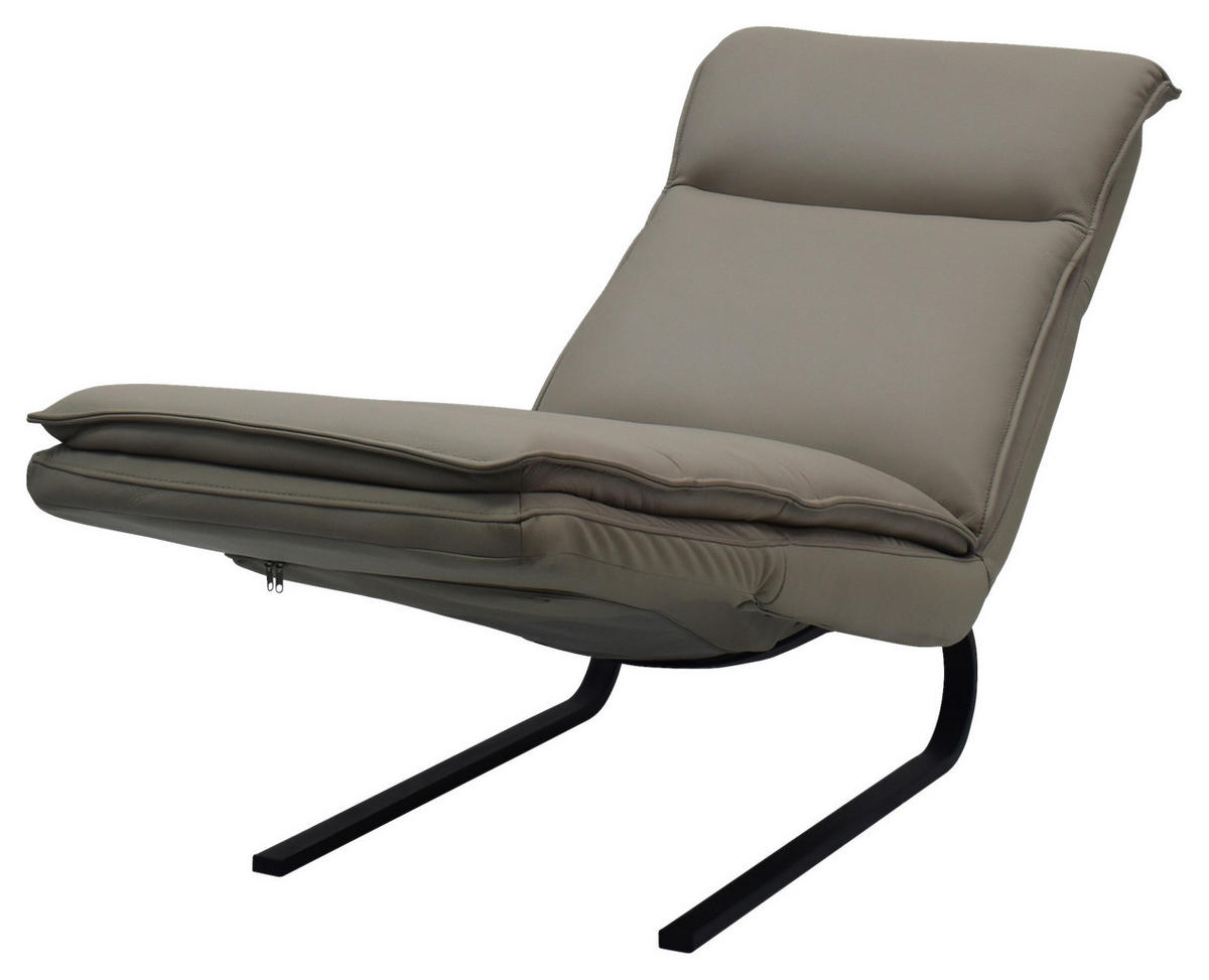 RELAXLIEGE Lederlook Kombination Echtleder/Lederlook Grau  - Schwarz/Grau, Design, Leder/Holz (69/108-86/130-174cm) - Lomoco