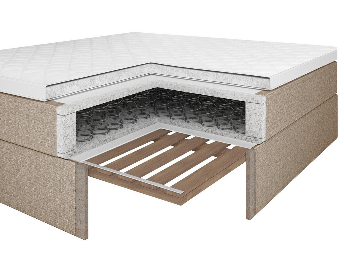 BOX-ÁGY 90/200 cm  világosszürke  - világosszürke, Konventionell, textil/fa (90/200cm) - P & B