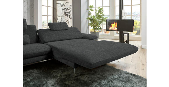 ECKSOFA in Velours Anthrazit 284/184 cm - Anthrazit/Schwarz, Design, Textil/Metall (284/184cm) - Dieter Knoll