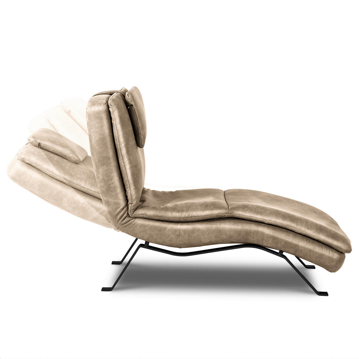 RELAXLIEGE Echtleder Creme  - Creme/Schwarz, Design, Leder/Metall (65/95/171cm) - Celina Home