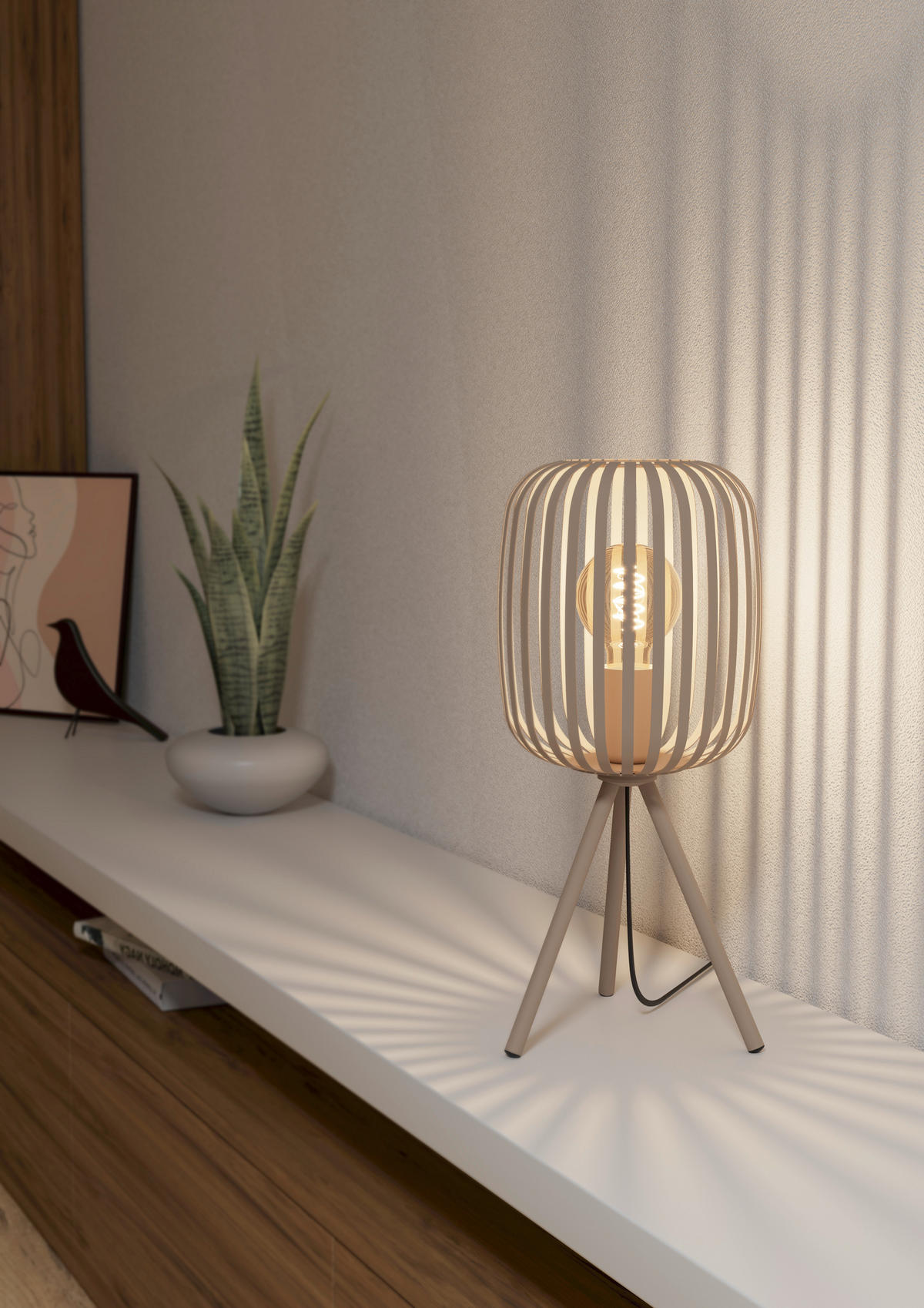 STOLNÍ LAMPA, E27, 20/43,5 cm  - pískové barvy, Design, kov (20/43,5cm) - Eglo