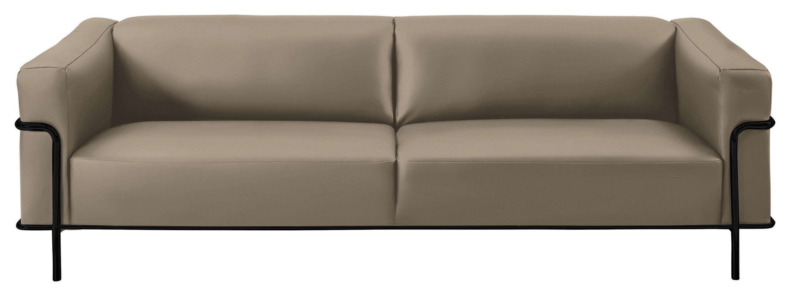 3-SITZER-SOFA in Echtleder Hellbraun  - Hellbraun/Schwarz, Design, Leder/Metall (236/67/96cm) - Johann Jakob