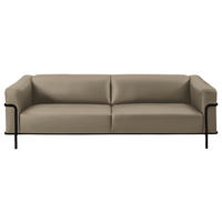 3-SITZER-SOFA in Echtleder Hellbraun  - Hellbraun/Schwarz, Design, Leder/Metall (236/67/96cm) - Johann Jakob