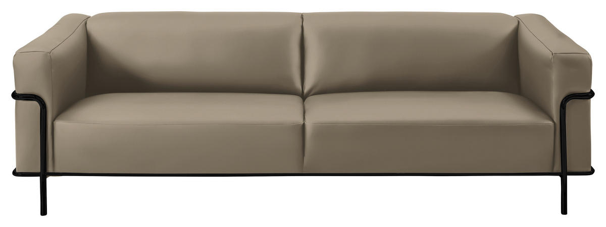 3-SITZER-SOFA in Echtleder Hellbraun  - Hellbraun/Schwarz, Design, Leder/Metall (236/67/96cm) - Johann Jakob