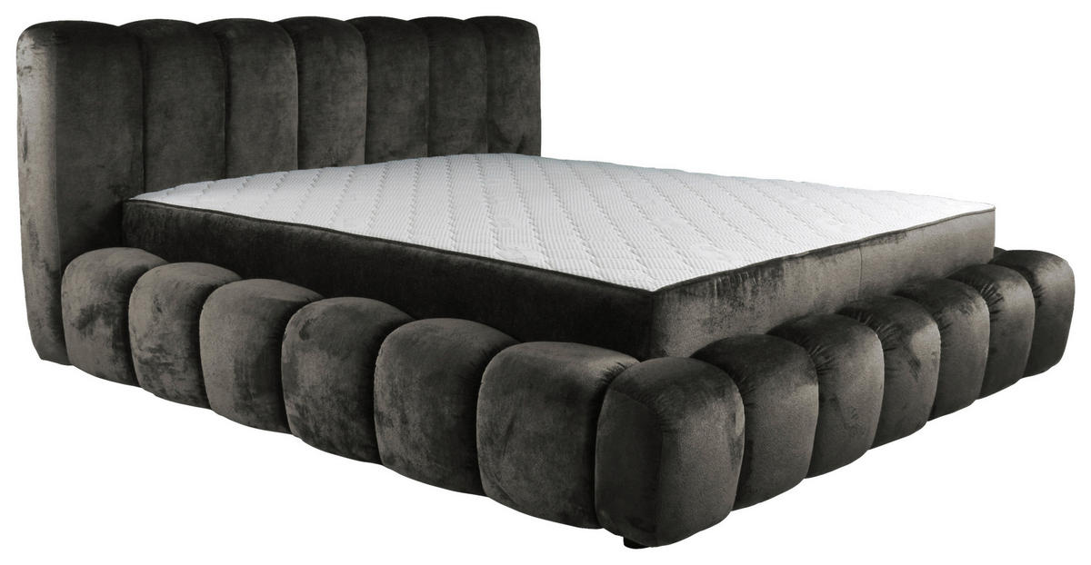 LIT REMBOURRÉ 180/200 cm  in Graphitfarben  - Birkefarben/Schwarz, Trend, Holz/Kunststoff (180/200cm) - Esposa