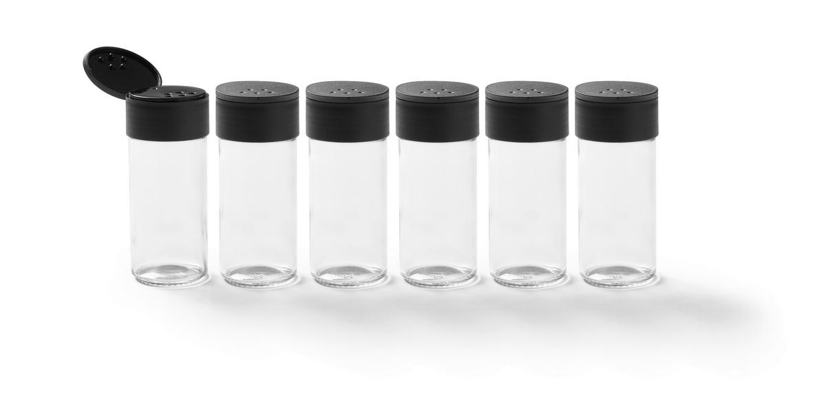 KRYDDBURKAR SET - svart/transparent, Design, metall/glas - Best Price