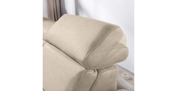 ECKSOFA in Flachgewebe, Mikrofaser Beige  - Beige/Alufarben, Design, Textil/Metall (242/271cm) - Cantus