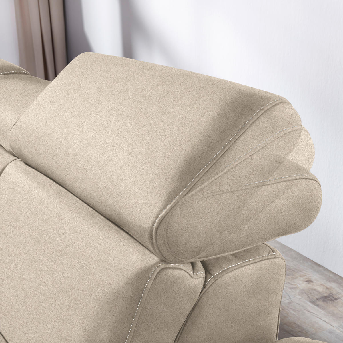 ECKSOFA in Flachgewebe, Mikrofaser Beige  - Beige/Alufarben, Design, Textil/Metall (239/271cm) - Cantus