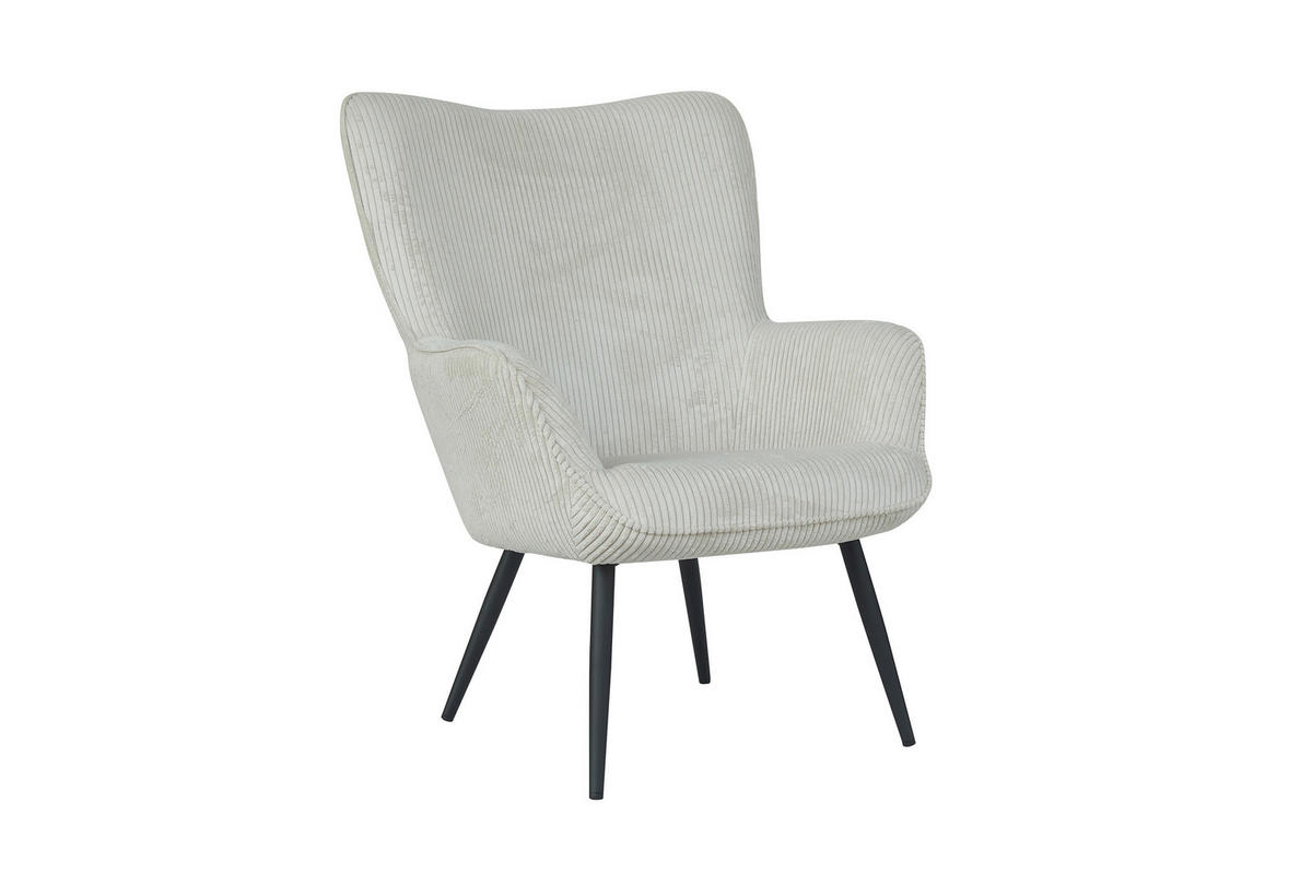 SESSEL in Cord Elfenbein  - Elfenbein/Schwarz, Basics, Textil/Metall (72/97/80cm) - MID.YOU