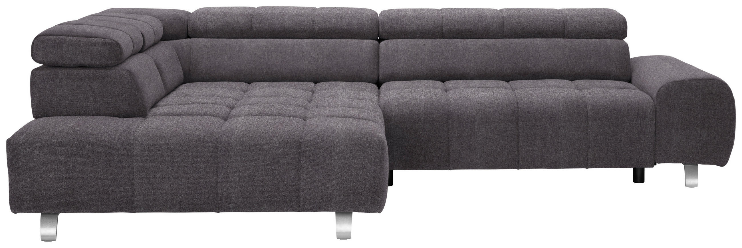 ECKSOFA Anthrazit Webstoff  - Anthrazit/Silberfarben, Design, Textil/Metall (201/295cm) - Hom`in