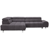 ECKSOFA Anthrazit Webstoff  - Anthrazit/Silberfarben, Design, Textil/Metall (201/295cm) - Hom`in