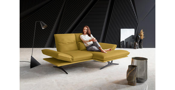 ECKSOFA in Echtleder Gelb 210/130 cm - Gelb/Schwarz, Design, Leder/Metall (210/130cm) - Dieter Knoll