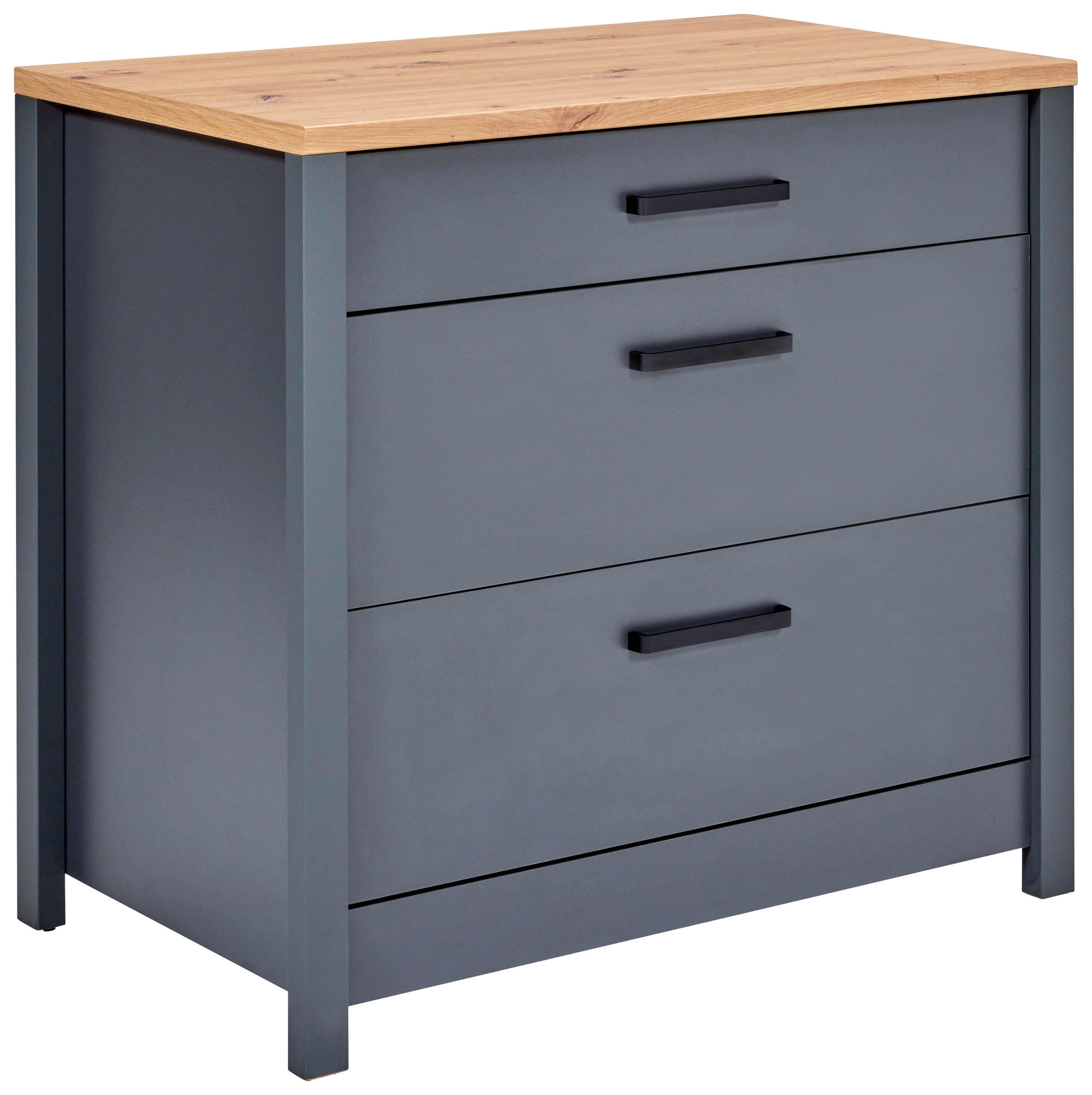 SCHUBKASTENUNTERSCHRANK 100/92/60 cm in Anthrazit - Anthrazit/Schwarz, MODERN, Holzwerkstoff/Metall (100/92/60cm) - home24