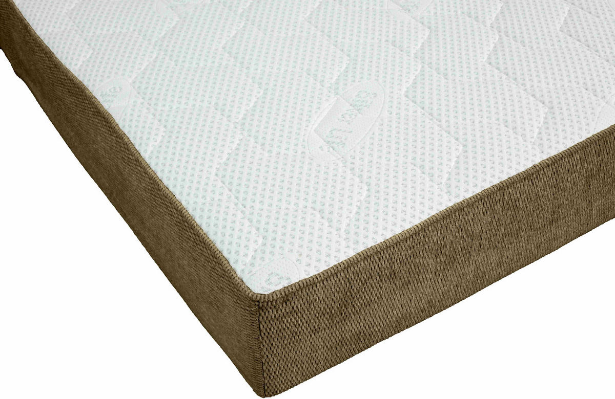 TASCHENFEDERKERNMATRATZE 140/200 cm, Höhe ca.: 25 cm, 7-Zonen - Weiß/Olivgrün, Design, Textil (140/200cm) - Chameo