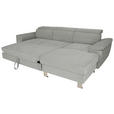 ECKSOFA inkl. Funktionen Grau Cord  - Silberfarben/Grau, Design, Textil/Metall (250/167cm) - Xora