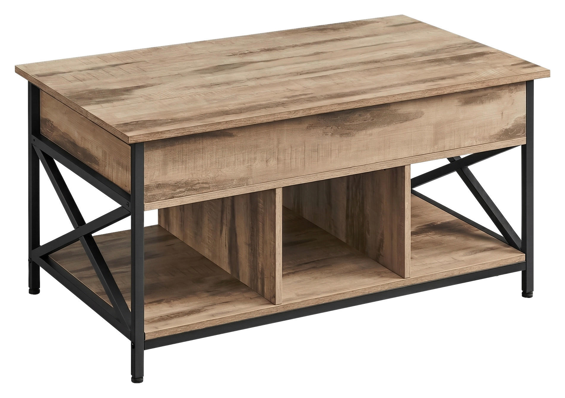 Mid.you Couchtisch Schwarz, Eiche 48-62x60x100 cm