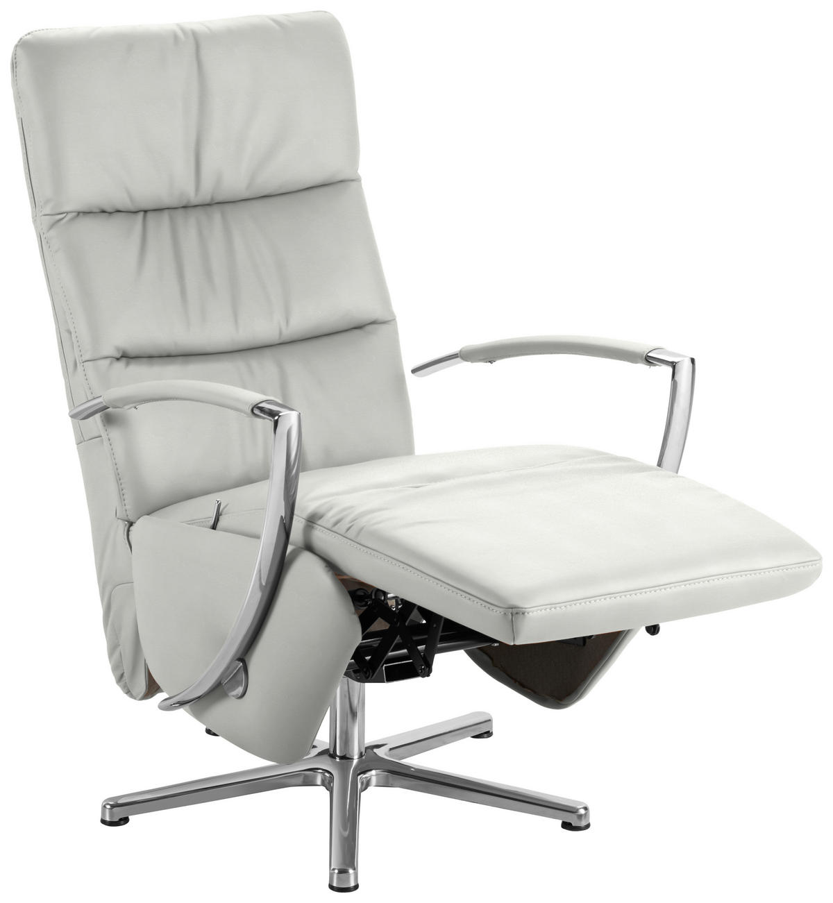 RELAXSESSEL in Leder Silberfarben  - Chromfarben/Silberfarben, Design, Leder/Metall (64/112/80cm) - Cantus