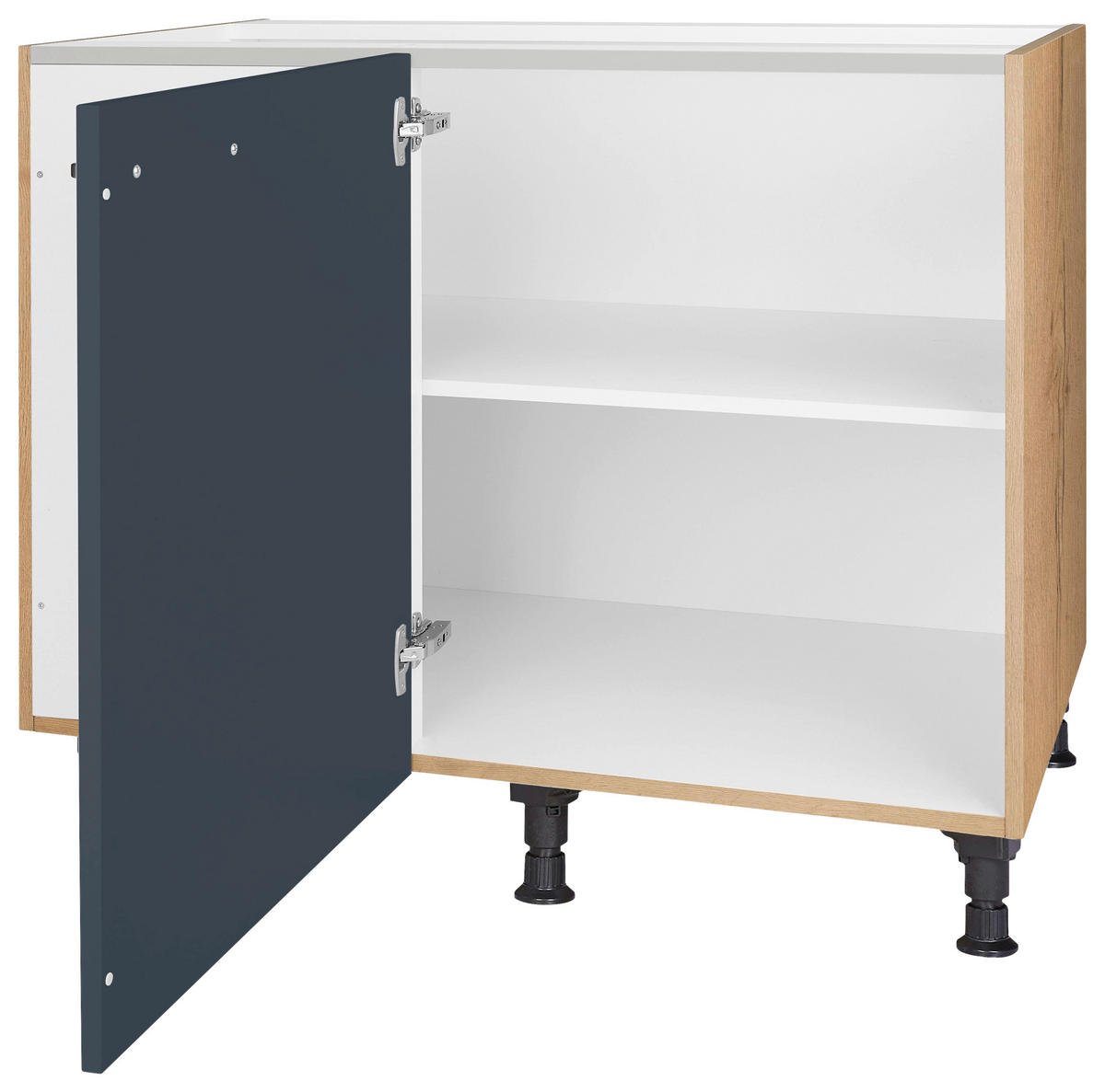 ECKUNTERSCHRANK 125/87/65 cm  - Blau/Eichefarben, MODERN, Holzwerkstoff/Metall (125/87/65cm) - Nobilia