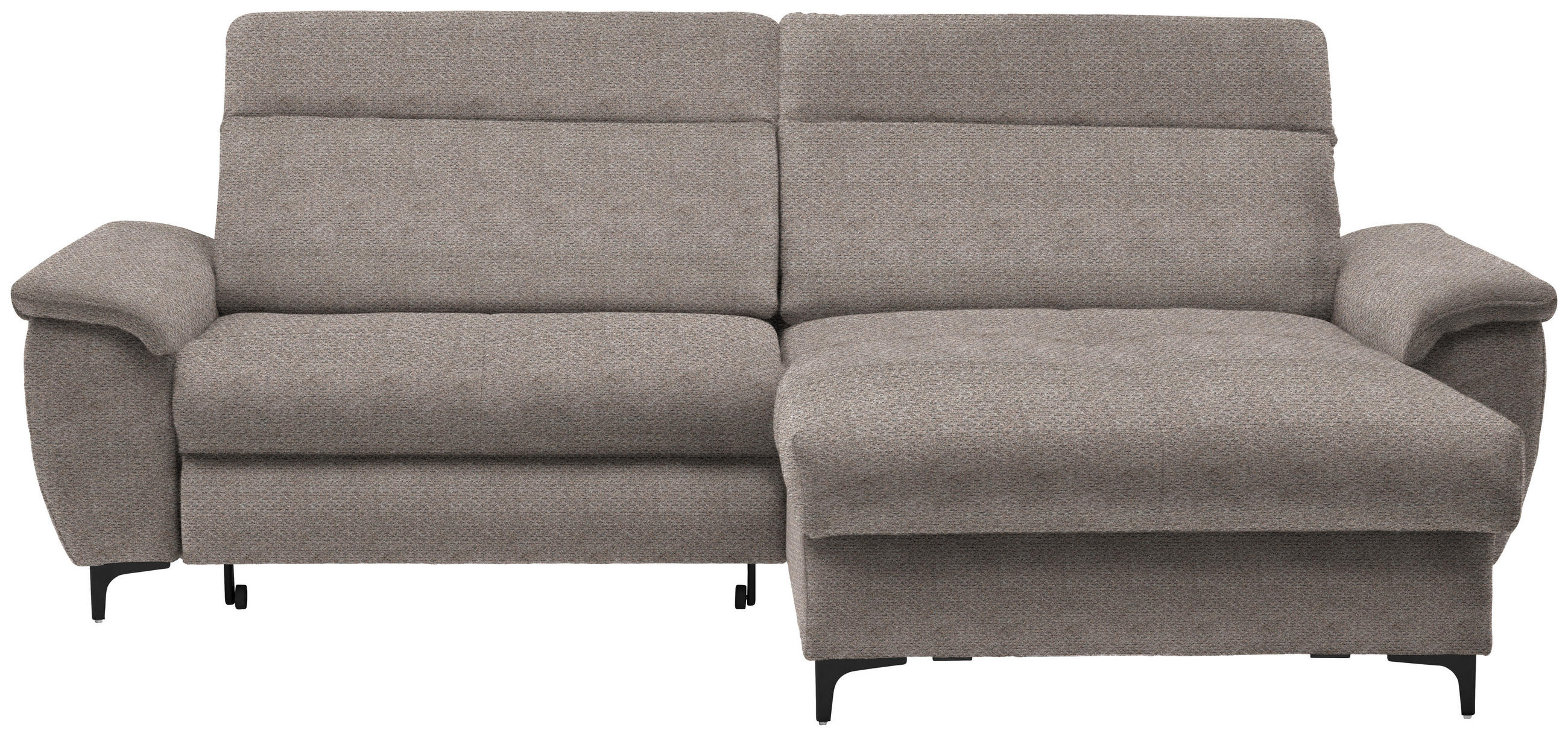 ECKSOFA Braun Chenille  - Schwarz/Braun, Design, Textil/Metall (185/256cm) - Stylife