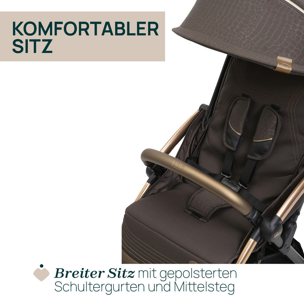BUGGY GOODY XPLUS  - Bronzefarben, Basics, Textil/Metall (47/86/106cm) - Chicco