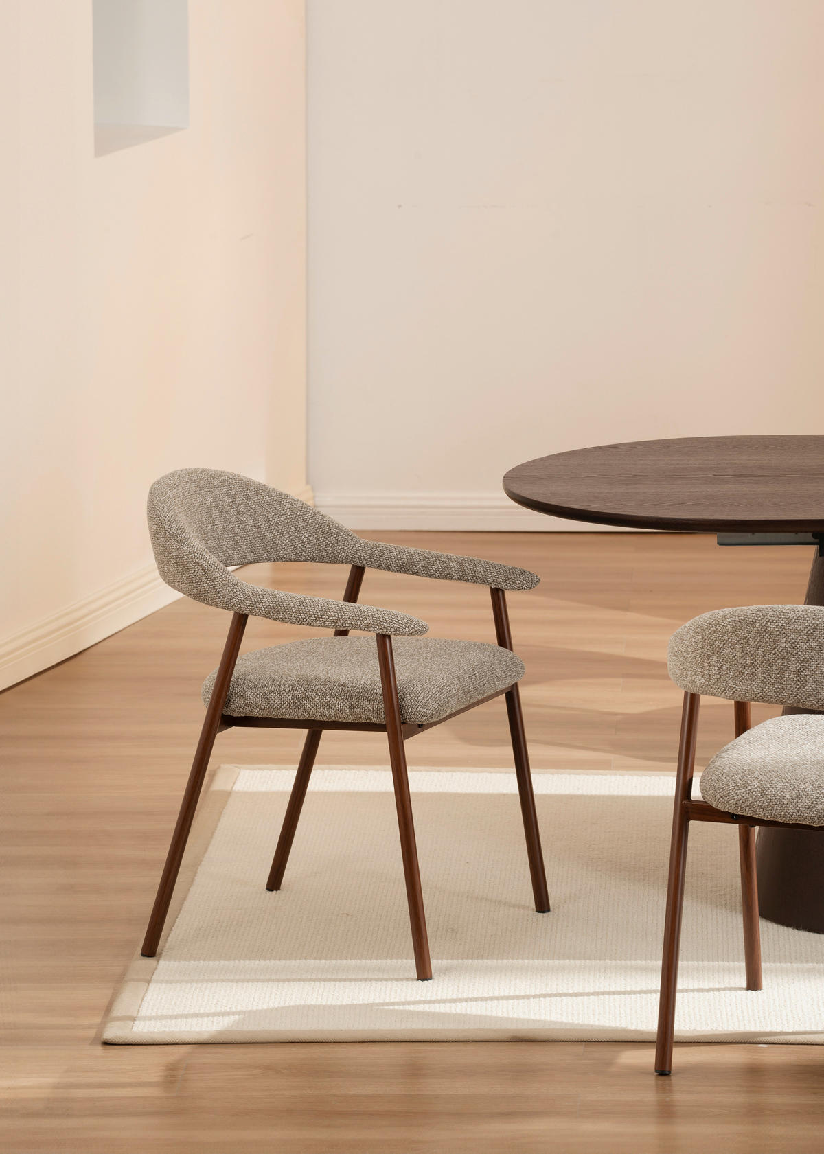 ARMLEHNSTUHL  in Eisen Bouclé  - Eichefarben/Beige, Basics, Holz/Textil (59/75/62cm) - Livetastic