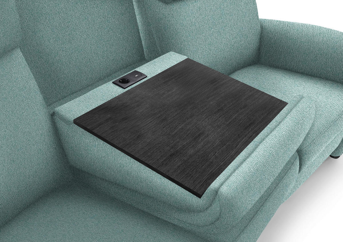 TRAPEZSOFA in Flachgewebe Salbeigrün  - Salbeigrün/Schwarz, Konventionell, Textil/Metall (219/107/97cm) - Pure Home Comfort