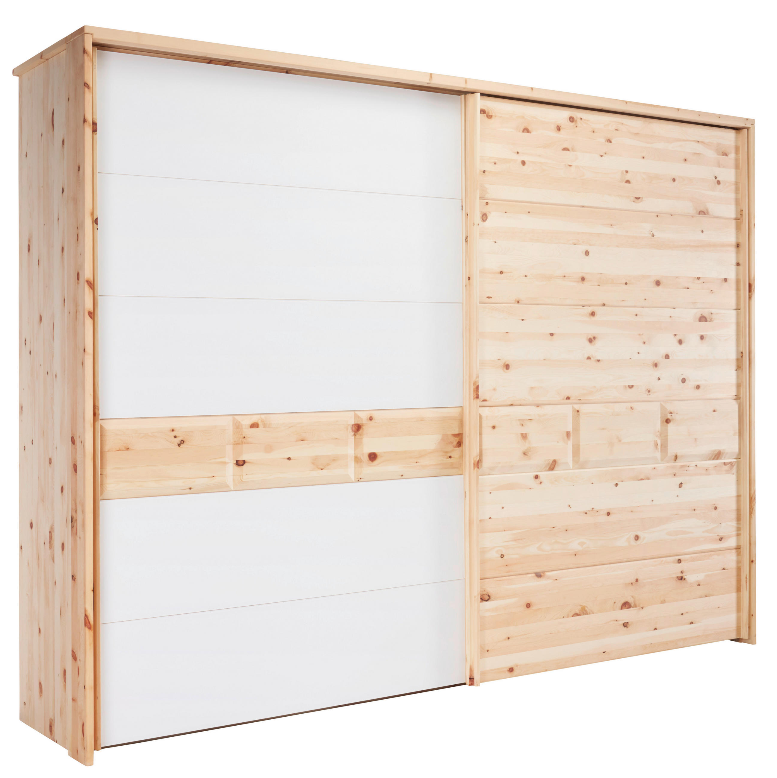  SCHWEBETÜRENSCHRANK 250/225/65 cm 2-türig  - Weiss/Zirbelkieferfarben, Natur, Glas/Holz (250/225/65cm) - Valnatura