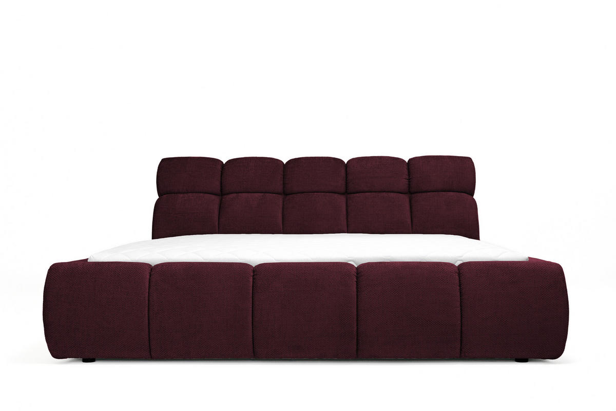 POLSTERBETT Lattenrost, Bettkasten 180/200 cm  in Bordeaux  - Bordeaux/Schwarz, Design, Holz/Kunststoff (180/200cm) - Esposa