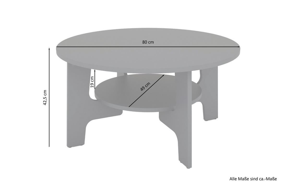 COUCHTISCH 80/42,5/80 cm rund Anthrazit, Alteiche  - Alteiche/Anthrazit, LIFESTYLE, Holzwerkstoff (80/42,5/80cm) - MID.YOU