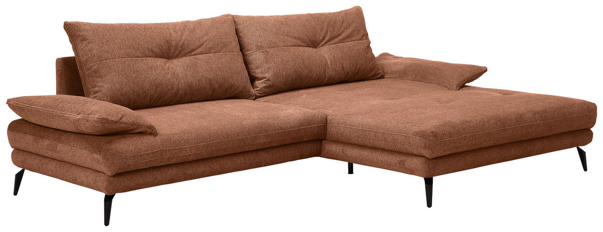 HÖRNSOFFA i flatväv rostfärgad  - svart/rostfärgad, Klassisk, metall/textil (294/176cm) - MID.YOU