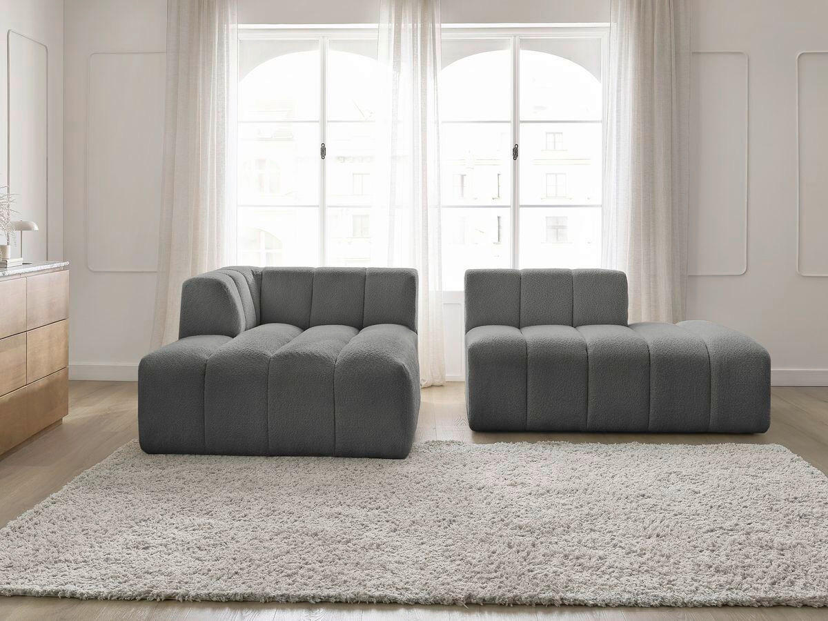 ECKSOFA  ANNECY Dunkelgrau Bouclé  - Dunkelgrau/Schwarz, MODERN, Kunststoff/Textil (170/262cm)
