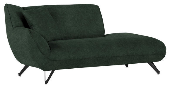 CHAISELONGUE in Samt Dunkelgrün  - Dunkelgrün/Schwarz, Design, Textil/Metall (190/90/95cm) - Carryhome