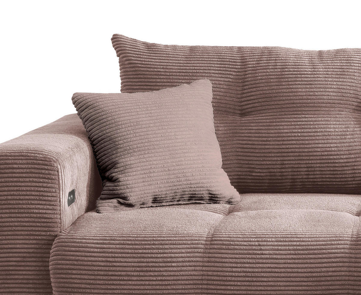 ECKSOFA in Cord Rosa  - Schwarz/Rosa, Modern, Holz/Textil (246/177cm) - MID.YOU